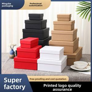 Caja de Regalo de Papel Kraft Personalizada, Caja de Regalo Negra con Tapa Cielo y Tierra, Caja de Embalaje Grande, Caja de Regalo para Cosméticos Personalizada - Product Image 5