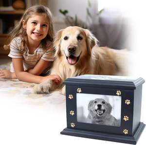 El yapımı masif çam ağacından evcil hayvan urnu, fotoğraf çerçevesi tarzı, köpek/kedi külleri için anma, cenaze, yakma hatırası, Çin malı. - Product Image 6