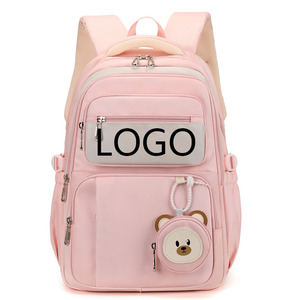 Nueva mochila personalizada rosa y púrpura impermeable mochila escolar para estudiantes para niñas mochilas escolares con patrón de logotipo Venta caliente