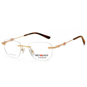 Monture de lunettes en métal sans monture Grey Jack, design minimaliste, visage ovale, unisexe SF9016 - Product Image 2