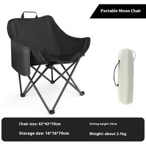 <span class=keywords><strong>Sedia</strong></span> <span class=keywords><strong>da</strong></span> Campeggio Portatile Moon Chair in Tessuto Oxford con Schienale in Metallo per Pesca, Spiaggia, Relax e Uso in Stand - Product Image 2