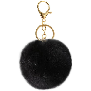 Llavero con Bola de Pelo Sintético de Conejo, Suave y Esponjoso, con Cristal Brillante para Mujer - Product Image 1