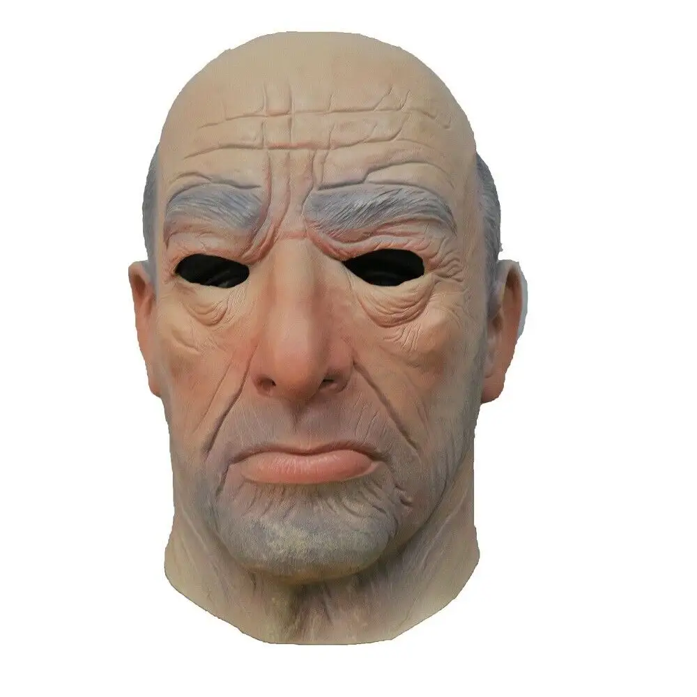 Realistic Fancy Dress LifeLike Halloween Old Man Latex Mask Human Male Face Mask Disguise Party Costume