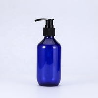 Sans BPA 60ml 100ml 150ml 200ml 300ml 1000ml boston bouteilles en plastique rondes bleu cobalt pour shampooing