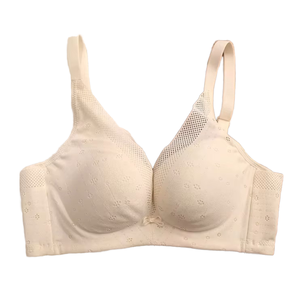 Women's Comfortable Thin Non-Rimless Breathable Bra Soft Skin-Friendly Underwear Solid Pattern Wire-Free Big Chest 3/4 Cup