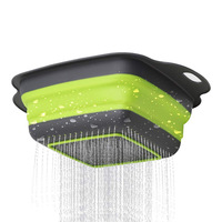 Zgq18 filtro retrátil de silicone, escorredor retrátil quadrado de silicone para cozinha, lavagem de frutas e vegetais, cesta dobrável