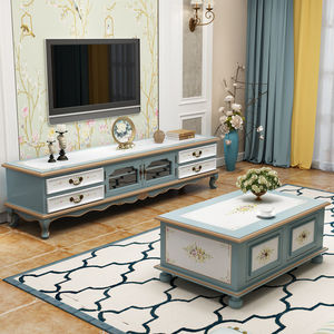 Meuble <span class=keywords><strong>TV</strong></span> <span class=keywords><strong>laqué</strong></span> style campagnard américain Shinestone, commode à tiroirs peinte à la main avec motifs floraux pour salon - Product Image 4