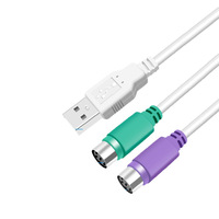 Kabel Adaptor Antarmuka USB ke Keyboard dan Mouse PS2 dengan Konektor