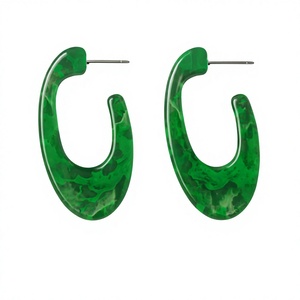 Nouvelles Boucles d'Oreilles Créoles de Luxe en Résine Acrylique, Forme Cœur, Pique Noire, As Rouge, Faites à la Main, Bijou Tendance et Audacieux pour Femme - Product Image 5