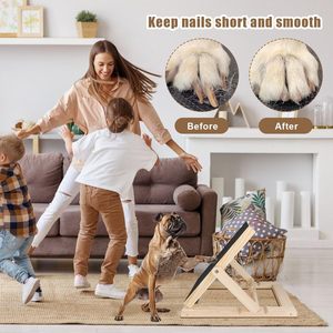 Grattoir à ongles de luxe en bois pour chien avec boîte à friandises, lime et meuleuse – Planche à gratter durable multifonctionnelle pour chiens - Product Image 3