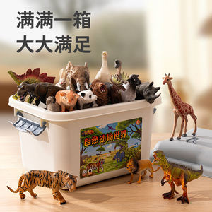 Ensemble de modèles d'animaux sauvages pour enfants, jouet éducatif pour bébés, <span class=keywords><strong>monde</strong></span> animalier masculin et féminin avec boîte de rangement - Product Image 2