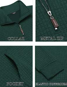 Automne gaufré hommes quart Zip demi zip sweat à manches longues impression personnalisée broderie pull décontracté sweats à capuche avec poche - Product Image 5