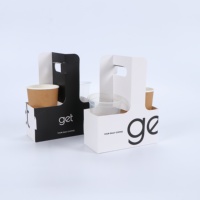 Support pliable en carton blanc biodégradable personnalisé avec logo pour 2 tasses à café, porte-boissons chaudes avec poignée