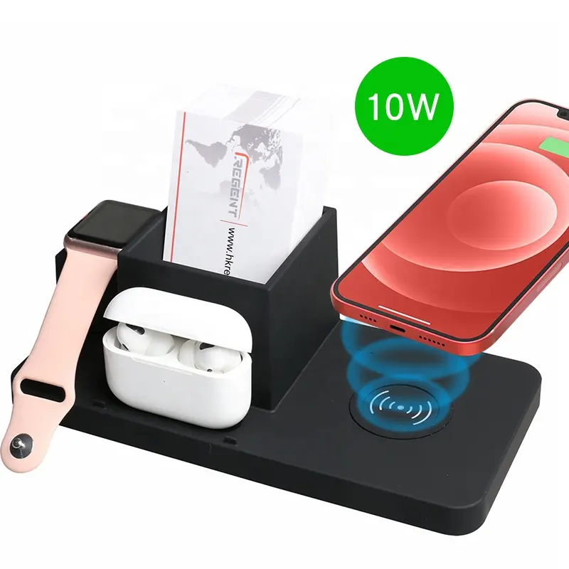 Hot Sales Custom Logo Storage Multi Functional Wireless Station High Quality Fast Charging Stand Holder 4 in 1 Wireless Charger