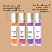 Coffret de parfums pour femmes, 4 x 10 ml, roll-on, floraux fruités, parfum longue durée, coffret cadeau pour les voyages et l'usage quotidien