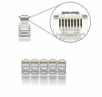 Conectores RJ45 al por mayor OWIRE para Cat5e/Cat6, enchufe modular Ethernet 8P8C con 50 contactos chapados en oro, paquete a granel para redes