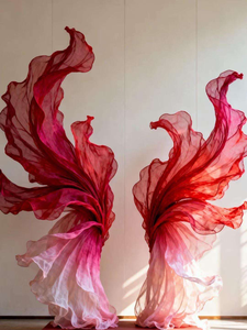 Arco Floreale Gigante in Organza Rosa L45 di Lusso per Installazioni Scenografiche, Matrimoni, Esposizioni e Decorazioni per Vetrine - Product Image 4