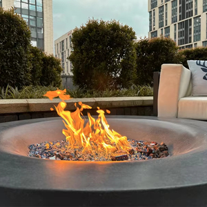 White Concrete <strong>Fire</strong> <strong>Table</strong> for <strong>Outdoor</strong> Heating <strong>Fire</strong> Pit for Patio and Backyard - Product Image 6