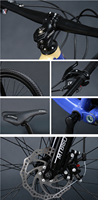 Vélo de montagne pour homme MTBGO Factory Direct Adult 27,5 pouces, design bleu or, 21 vitesses, cadre en alliage d'aluminium léger