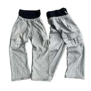 En çok satan özel Logo boy Unisex koşucu pantolonu çift kemer kazak çok renkli % 100% pamuk erkek Sweatpants