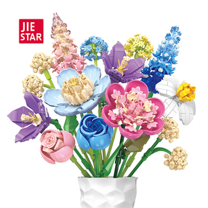 Jiestar 865 Pcs Bó Hoa Xây Dựng Khối Thiết Lập Nhân Tạo Hoa Cho Trang Trí Cho Nhà Nhỏ Hoa Cho Bàn Văn Phòng - Product Image 1