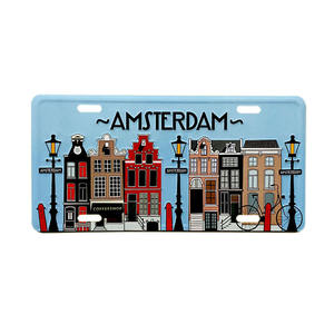 Placa de Matrícula de Aluminio Metálica en Relieve de Alta Calidad, Recuerdo Personalizado de Ámsterdam para Decoración - Product Image 1
