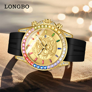 <span class=keywords><strong>Longbo</strong></span> นาฬิกาแฟชั่น83756สำหรับผู้ชายสายซิลิโคนหรูหรานาฬิกาธุรกิจสีทองสำหรับผู้ชายจากโรงงาน - Product Image 2