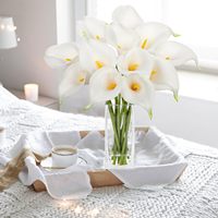 Mini-bouquet de lys calla artificiels en PU, fleurs de simulation réalistes au toucher, pour mariage et décoration intérieure