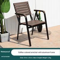 Fauteuil de jardin moderne noir avec assise à lattes, imperméable, pour villa, parc, balcon, cour, hôtel, sièges de loisirs
