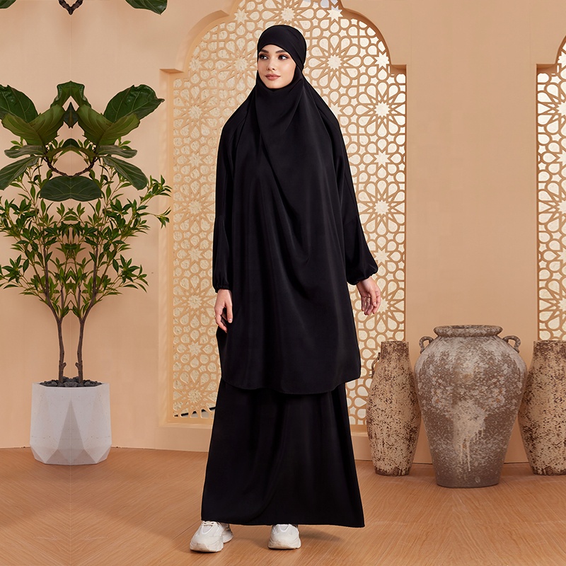 Habibサウジアラビア女性2ピースアバヤジルバブ卸売カスタム