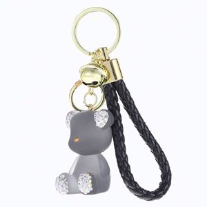 Wholesale Creative Keychain Diamond Studded Jelly Bear Resin Keychains PU Rope Car <b>Keyrings</b> Exquisite Bag Pendants - Product Image 6