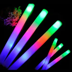 1 buah tongkat cahaya LED jumlah besar RGB warna-warni tongkat busa bercahaya Cheer tabung gelap untuk natal ulang tahun perlengkapan pesta pernikahan