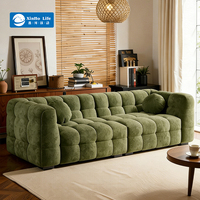 Canapé Sherpa Bubble surdimensionné 4 places, design capitonné en grille, tissu ultra doux et moelleux, mobilier moderne pour salon