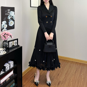 Vestido Elegante para Escritório com Entrega Rápida, Último Design, Cor Sólida, Manga Longa, Vestidos Casuais Plissados - Product Image 4