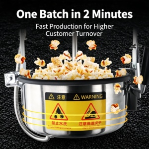 Nueva Máquina Comercial de Palomitas de Maíz de Acero Inoxidable con Triple Interruptor Independiente, Calentamiento, Agitación y Luz, 1250W - Product Image 3