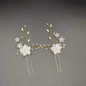 Nouveau style perles de mariée épingle à cheveux à la main U forme or épingle à cheveux bijoux de cheveux de mariage