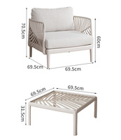 Canapé moderne en plastique une place avec table basse intégrée, design ajouré pour hôtels et usage domestique