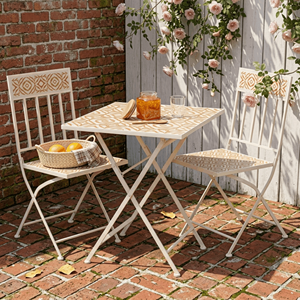 Conjunto de Muebles de Bistró para Exteriores, Plegable, para Patio, Jardín, Balcón, Cafetería, con Estructura de Hierro Compacta, Ahorra Espacio, para Terraza - Product Image 1