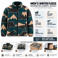 Veste d'hiver en polaire sherpa pour homme, jacquard, fermeture éclair intégrale, manteau décontracté chaud, conception personnalisée OEM ODM, fournisseur de vêtements en gros