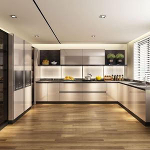 Juego de Muebles de Cocina de Lujo Europeo con Vitrinas, Enfriador de Vino Integrado, Despensa Completa Importada - Product Image 4