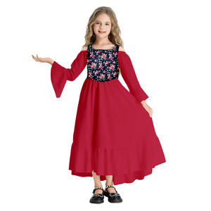 Vestido retro medieval para <span class=keywords><strong>niñas</strong></span> con bordes con volantes, ropa para niños <span class=keywords><strong>de</strong></span> pastizales coloniales del Renacimiento victoriano - Product Image 2