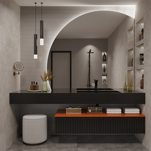 Meuble de salle de bain inhabituel Meuble-lavabo coloré Armoire murale de bain de 72 pouces avec miroir antibuée - Product Image 3