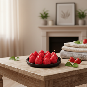 14 Strawberry <b>Candle</b> with Ceramic Plate Private Label Handmade Soy Wax Scented Fruit <b>Candle</b> Home Decor Wedding Gift <b>Bulk</b> NF - Product Image 3