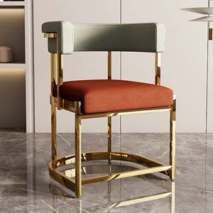 Silla de comedor de acero inoxidable dorado moderno, tapicería de terciopelo, asientos elegantes y elegantes para sala de estar de Hotel, Metal - Product Image 5