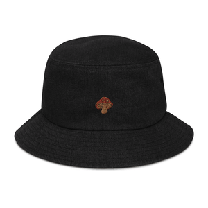 À la mode brodé dessiné à la main champignon Denim seau chapeau été confortable respirant seau chapeau personnalisé chapeaux Promotion chapeaux - Product Image 2