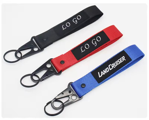 Custom Polyester Sublimation Nylon Fabric Hand Wrist Key Chain Holder Lanyard Strap Woven Keychain
