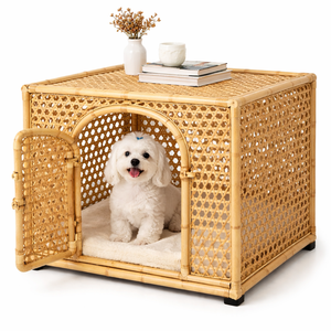 Cage <span class=keywords><strong>pour</strong></span> <span class=keywords><strong>chien</strong></span> en bambou fait main, meuble <span class=keywords><strong>pour</strong></span> animaux de compagnie d'intérieur avec <span class=keywords><strong>porte</strong></span>, niche <span class=keywords><strong>pour</strong></span> <span class=keywords><strong>chien</strong></span> en bambou naturel, style table <span class=keywords><strong>pour</strong></span> petits chiens - Product Image 1