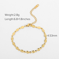 Bracelet chaîne fleur ovale fait main en acier inoxydable 316 plaqué or avec sertissage circulaire exquis