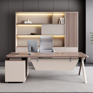 Escritorio de Oficina Ejecutivo Moderno en Forma de L, Convertible, de Madera, con Panel Extensible para Gerentes y Ejecutivos - Product Image 3