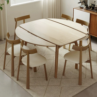 Table à manger ovale extensible et pliable en quartzite et bois massif de style vintage pour petits appartements